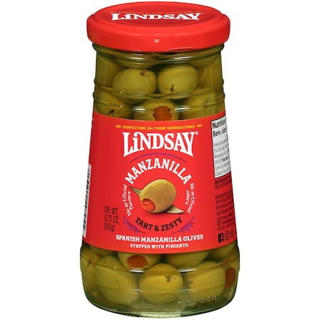 Lindsay Lindsay Spanish Manzanilla Pimiento Stuffed Olives 5.75 oz. Jar, PK12 A003712